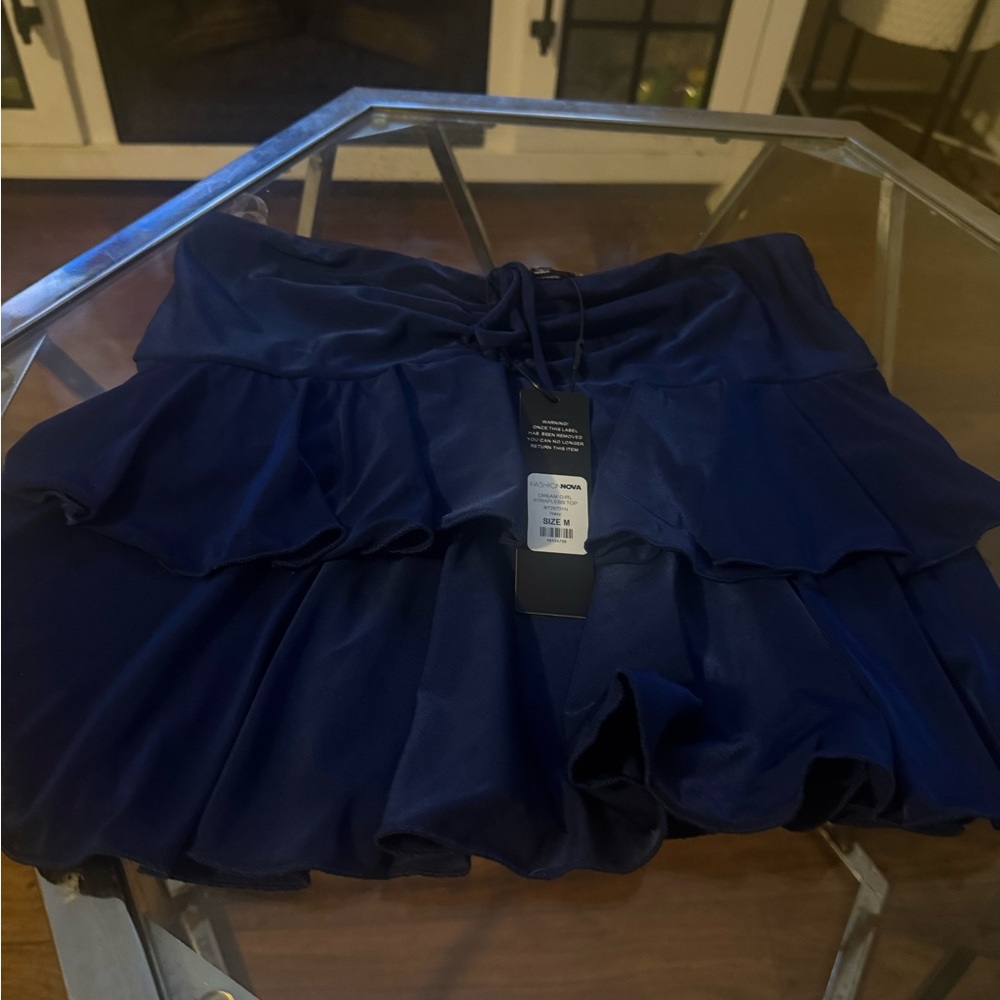 Navy Blue Ruffled tube top